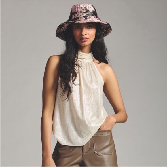 Anthropologie Cream Halter Tank Top - Picture 1 of 10
